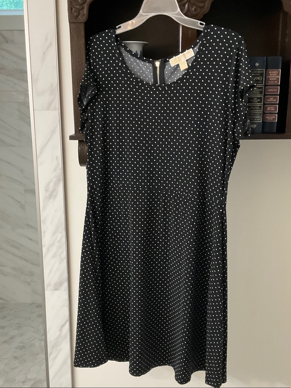 Michael Kors Black Mini Dress with White Polka Dots